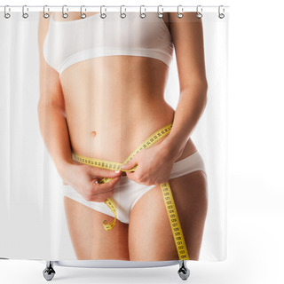 Personality  Woman Measuring Her Body Shower Curtains