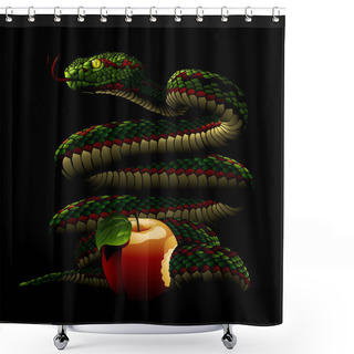 Personality  Snake With Edens Apple, Deliver Us From Evil, Vector Art Illustration. Shower Curtains