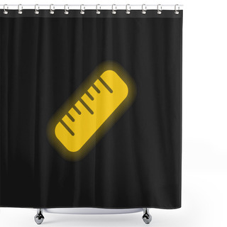 Personality  Big Ruler Yellow Glowing Neon Icon Shower Curtains