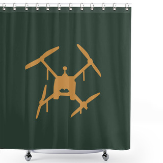 Personality  Illustration Of Yellow Remote Controlled Military Drone Isolated On Green Background Shower Curtains