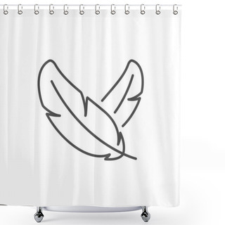 Personality  Bird Feathers Line Outline Icon Isolated On White. Vector Illustration Shower Curtains