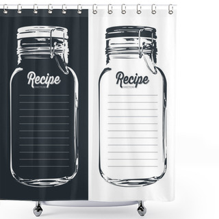 Personality  Mason Jar With Hook Recipe Card And Lines. Template. Shower Curtains