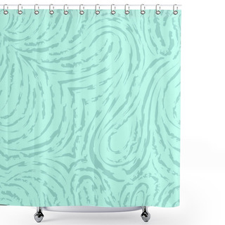 Personality  Seamless Turquoise Vector Pattern Of Smooth And Broken Lines In The Form Of Loops And Arcs. Blue Texture For Decoration Of Fabrics Or Wrapping Paper. Papillary Lines. Shower Curtains