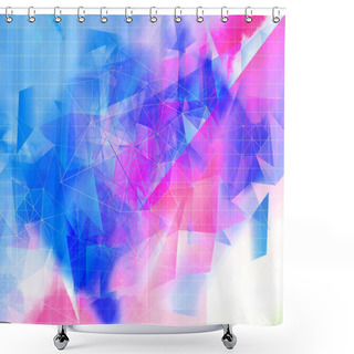 Personality  Beautiful, Modern, Polygonal, Triangles Bright Artistic Pink And Blue Backgroun Shower Curtains