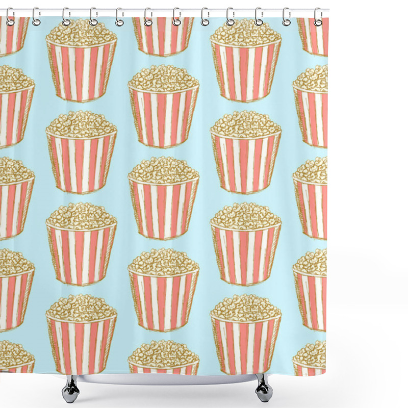 Personality  Sketch Pop Corn In Vintage Style Shower Curtains