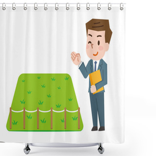 Personality  Salesman Land For Sale Illustration Shower Curtains