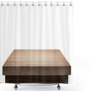 Personality  Wooden Table Top On  Background. Shower Curtains