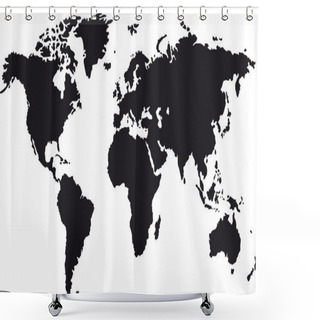 Personality  Black Map Of World Shower Curtains