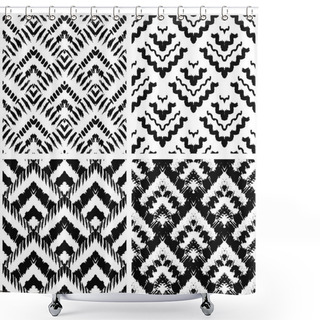 Personality  Hand Drawn Art Deco Painted Seamless Pattern. Shower Curtains
