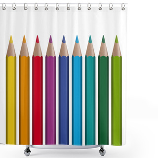 Personality  9 Colored Pencils In A Row Shower Curtains
