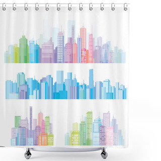 Personality  Colorful Panorama Of Cities. Shower Curtains