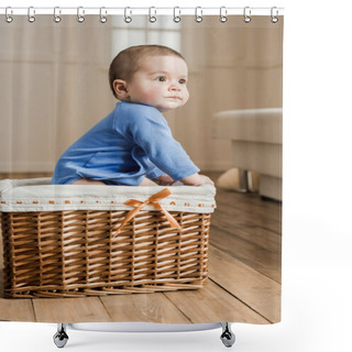 Personality  Baby Boy Sitting In Braided Box Shower Curtains