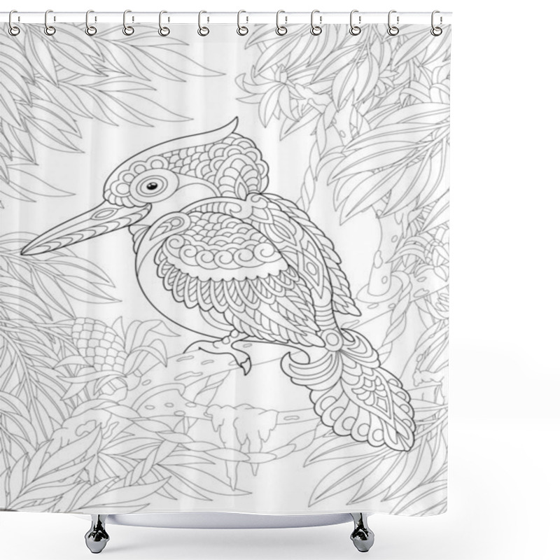 Personality  coloring page with bird in the garden shower curtains