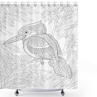 Personality  Coloring Page With Bird In The Garden Shower Curtains