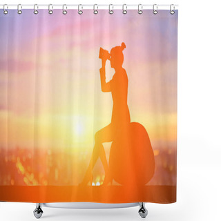 Personality  Silhouette Of Businesswoman Shower Curtains