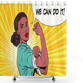 Personality  We Can Do It Black Woman Feminism And Protest Shower Curtains