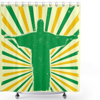 Personality  Jesus On Grungy Burst Background Shower Curtains