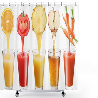 Personality  Conceptual Image - Fresh Juice Pours From Fruits And Vegetables Shower Curtains