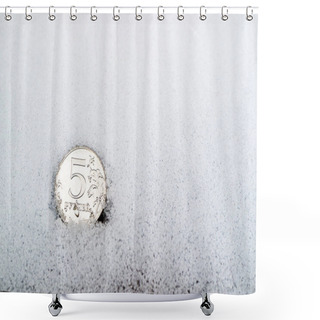 Personality  On White Cold Snow Is 5 Rubles Russian, Freezing Ruble Shower Curtains