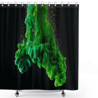 Personality  Bright Green Abstract Ink Explosion On Black Background       Shower Curtains