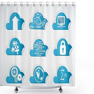 Personality  Cloud Technology Icons Shower Curtains