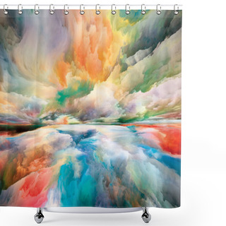 Personality  Land Of Awakening. Escape To Reality Series. Backdrop Of  Surreal Sunset Sunrise Colors And Textures For Projects On Landscape Painting, Imagination, Creativity And Art Shower Curtains