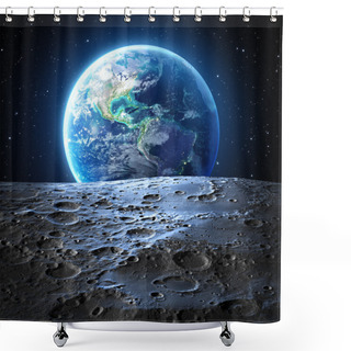 Personality  Blue Earth View From Moon Surface - Usa Shower Curtains