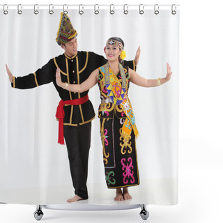 Personality  Couple From Borneo Dancing And Posing In Studio Shower Curtains