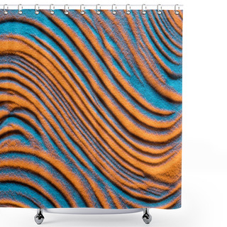 Personality  Top View Of Abstract Wavy Background With Textured Sand And Color Filter Shower Curtains