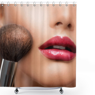 Personality  Make-up Closeup. Cosmetic Powder Brush. Perfect Skin Shower Curtains