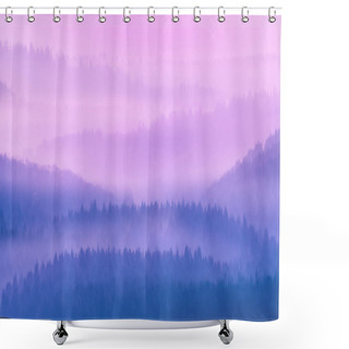 Personality  Dreamy Trees Silhouettes At Morning Shower Curtains