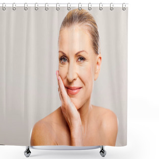 Personality  Modern Woman With Hand On Her Face Shower Curtains