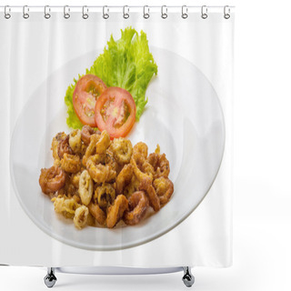 Personality  Fried Squid Rings Shower Curtains