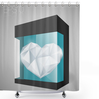 Personality  Jewelry Heart In Glass Box. Vector Illustration. Shower Curtains