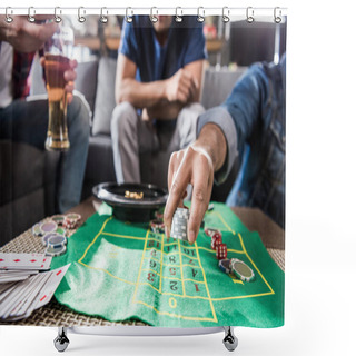 Personality  Men Playing Roulette Game Shower Curtains