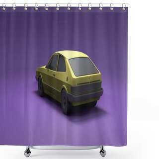 Personality  Cool Looking Old Fashion Car, Back View Studio Render On Violet Background. Modern Car Design. 3d Illustration. Shower Curtains