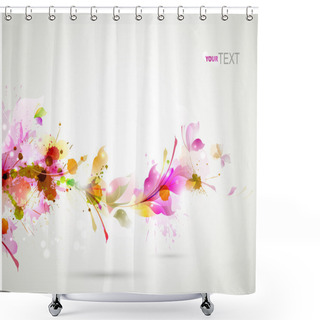 Personality  Abstract Background With Branch Of Floral Shower Curtains