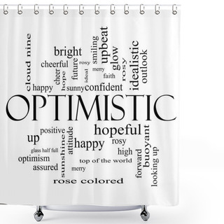 Personality  Optimistic Word Cloud Concept In Black And White Shower Curtains