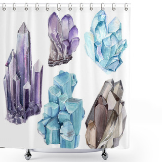 Personality  Watercolor Set With Gemstones. Shower Curtains