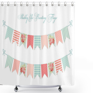 Personality  Cute Shabby Chic Bunting Flags  Shower Curtains