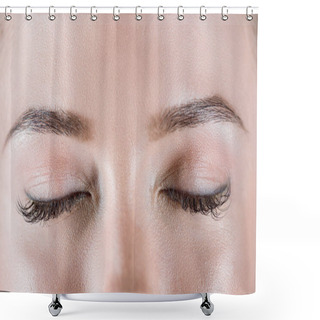 Personality  Close-up View Of Closed Female Eyes With Long Eyelashes Shower Curtains