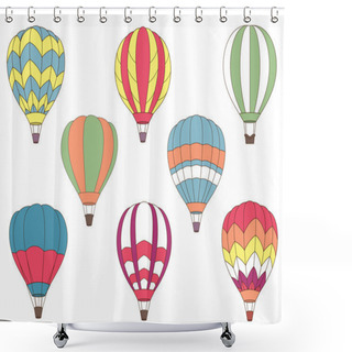 Personality  Flying Colorful Hot Air Balloon Icons Shower Curtains