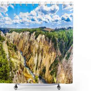 Personality  The Yellowstone River As It Flows Through The Grand Canyon Of The Yellowstone In Yellowstone National Park In Wyoming, United States Of America Shower Curtains