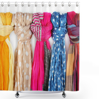 Personality  Many Bright Female Scarfs Close-up Shower Curtains