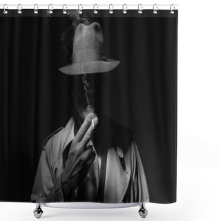 Personality  Man Smoking Cigarette In Dark Shower Curtains