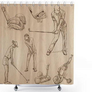 Personality  Golf And Golfers - Hand Drawn Vectors Shower Curtains