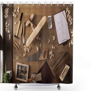 Personality  DIY Project At Home: Wooden Toy Airplane Shower Curtains