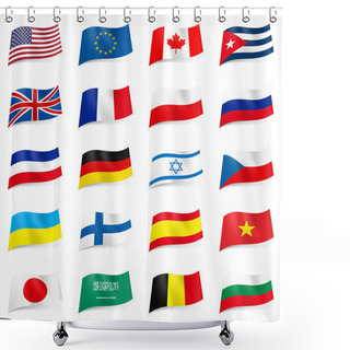 Personality  Vector Set Of World Flags Shower Curtains