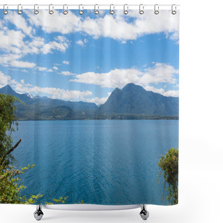 Personality  The Calafquen Lake, Which Straddles The Border Between The La Ar Shower Curtains