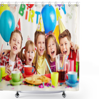 Personality  Kids At Birthday Party Shower Curtains